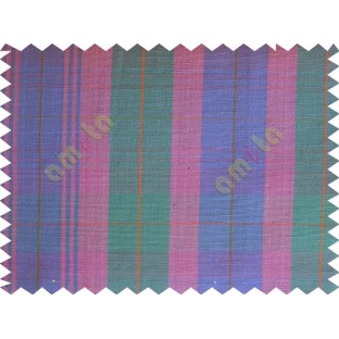 Purple blue black green orange checks main cotton curtain designs